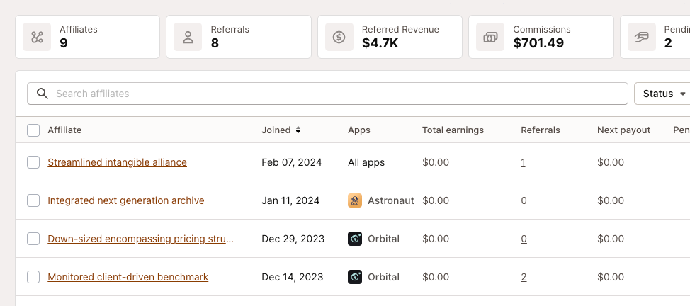 View detailed reports on how your affiliate program is performing, including clicks, conversions, and payouts.