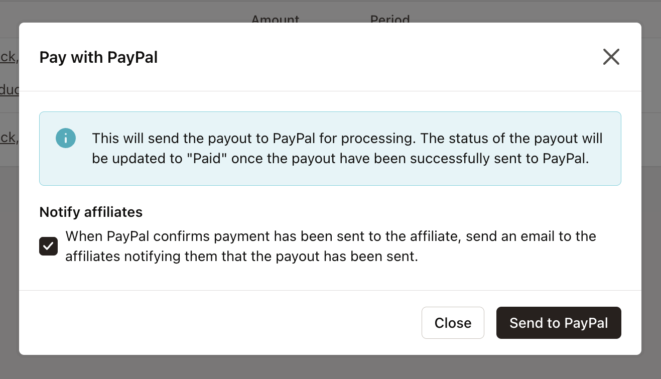 Pay with PayPal confirmation