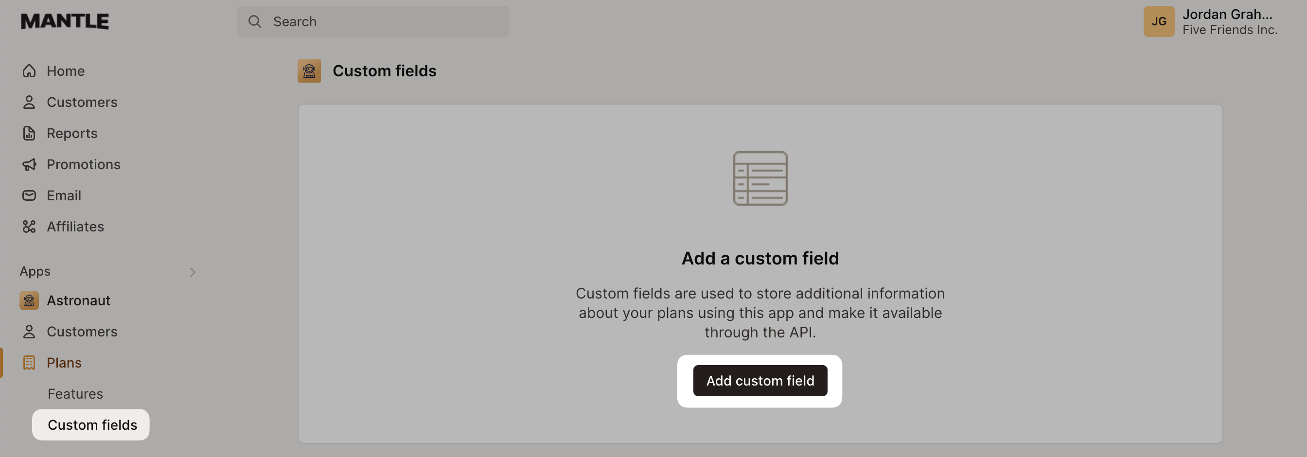 Custom plan field button