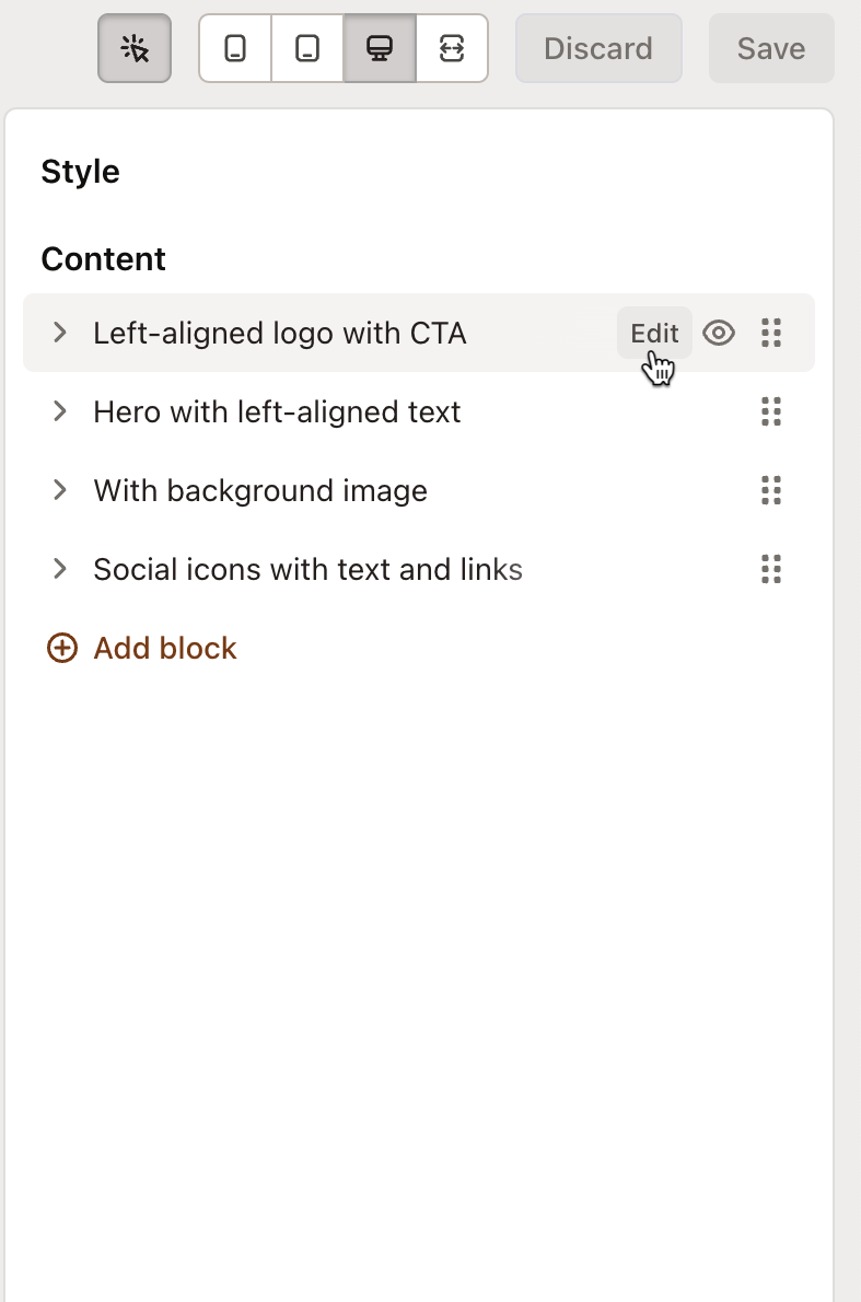 Edit block content button