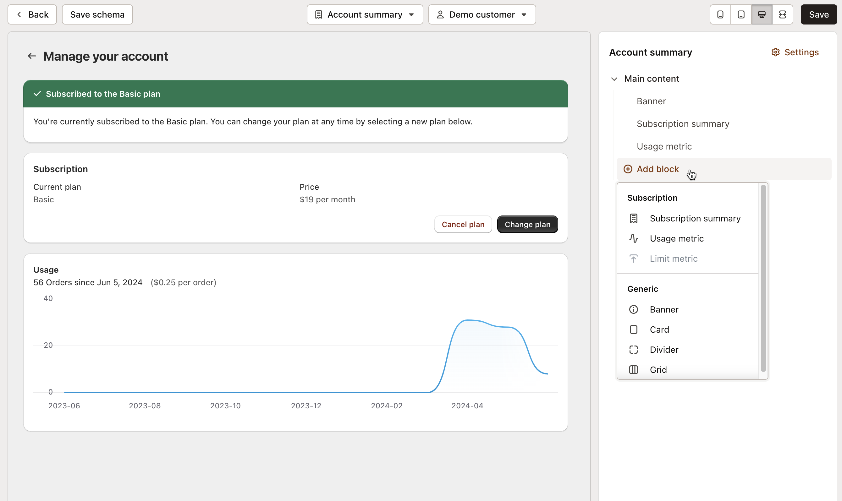 Hosted billing generic components