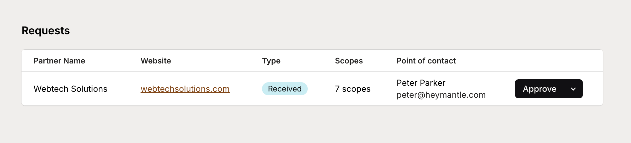 Approve connection request