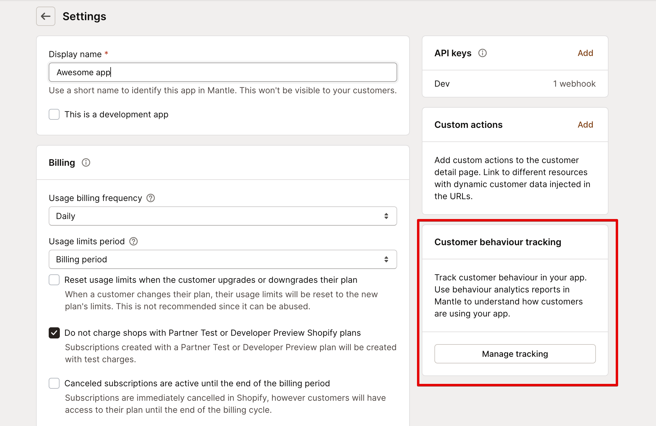 Manage tracking