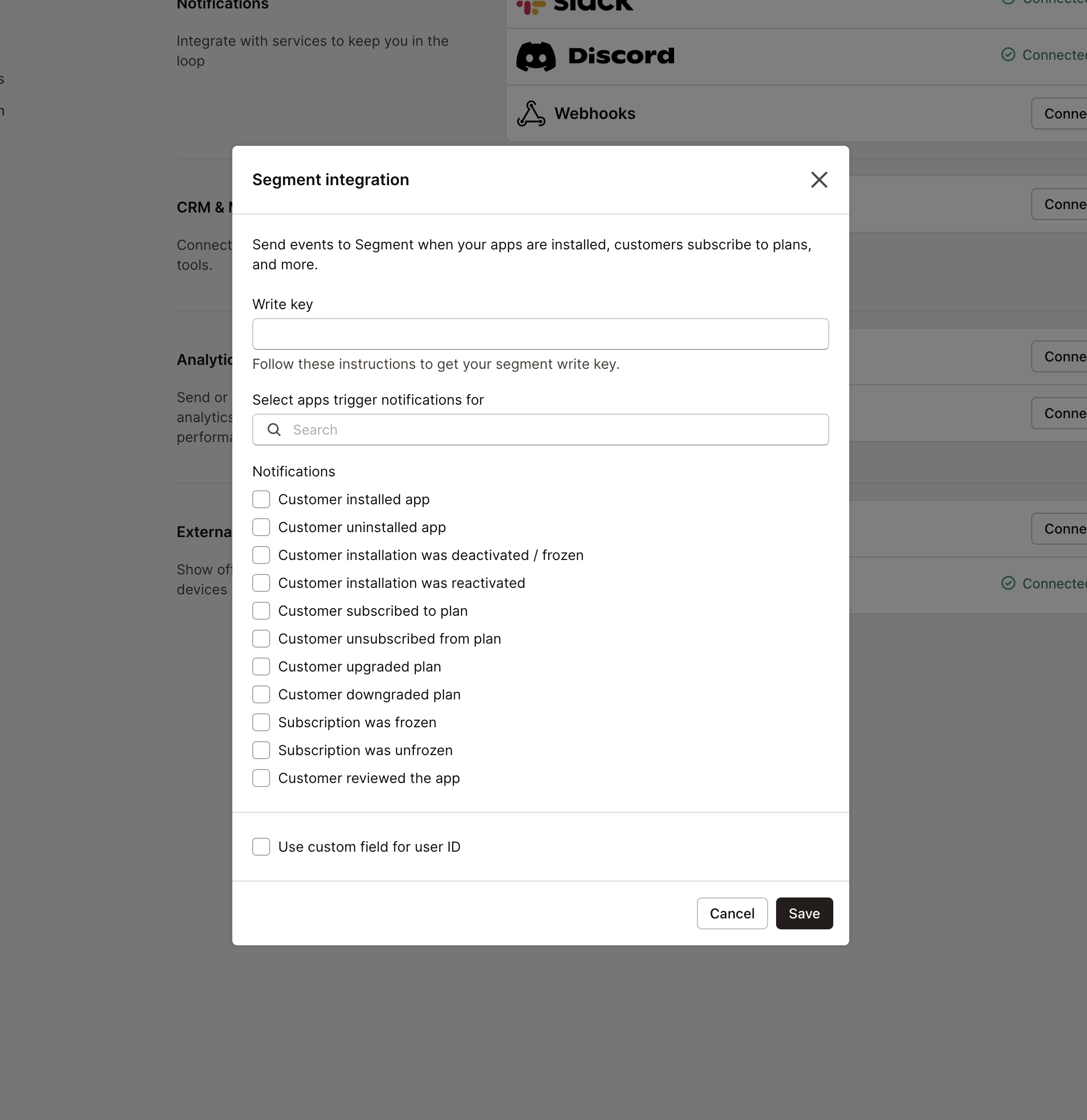 Segment integration interface