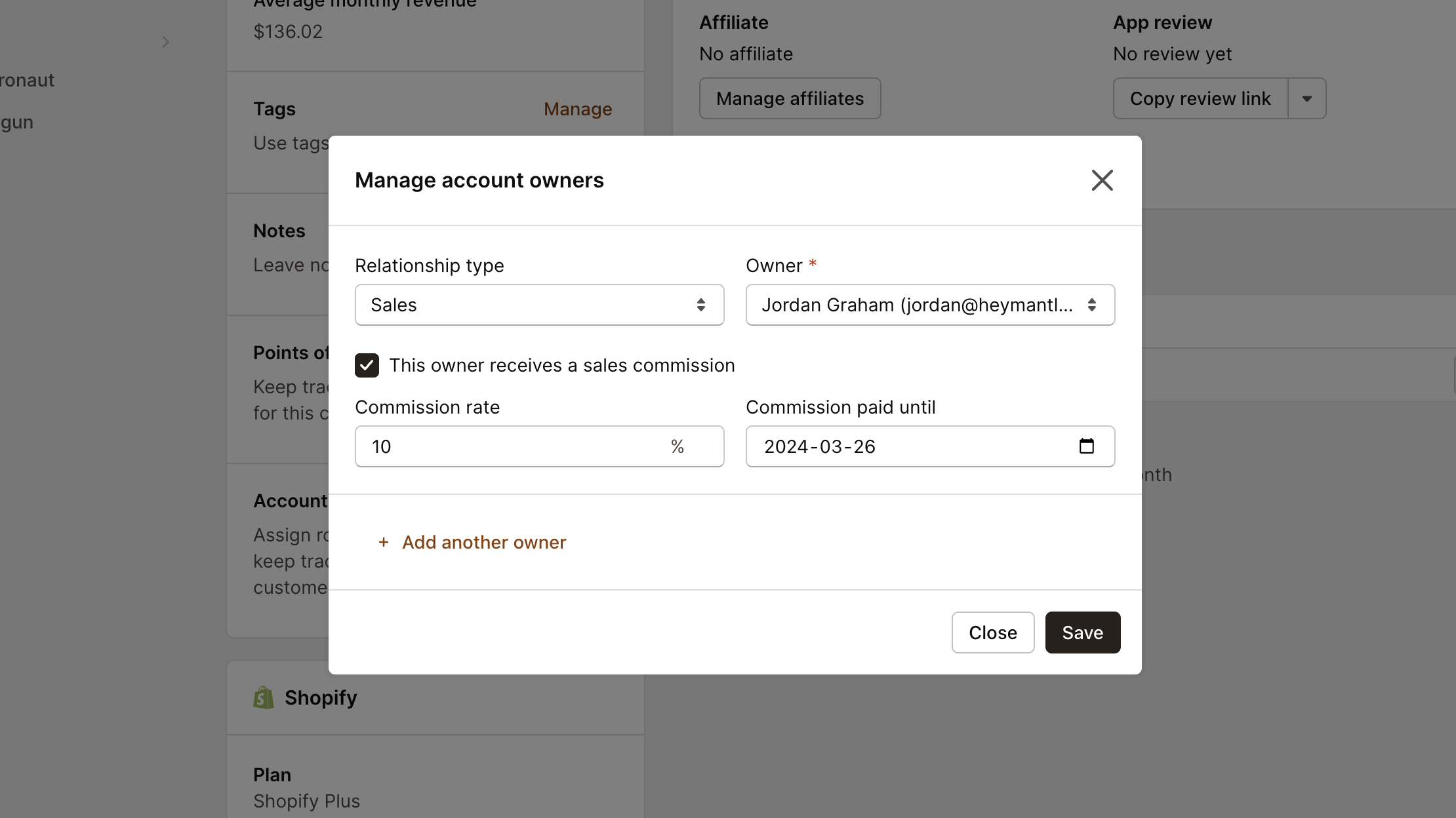 Manage account owner