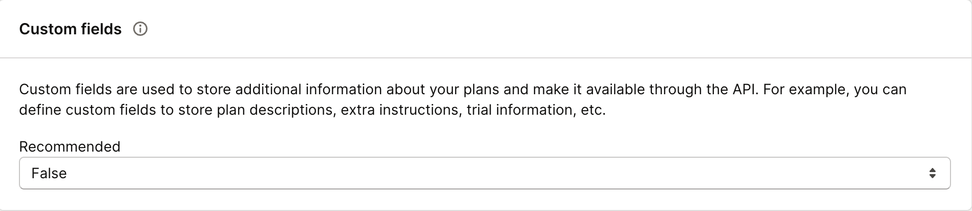 Create custom plan field