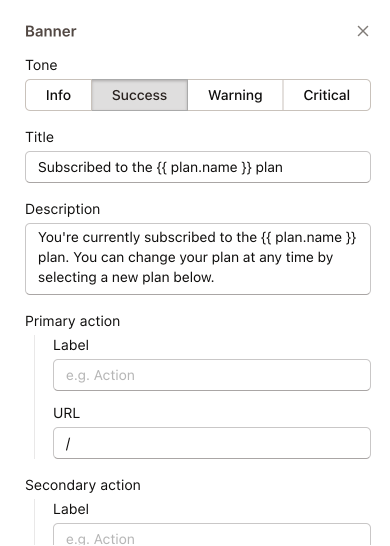 Pages and blocks have customizable settings that you can adjust to suit your app and make the perfect billing experience.