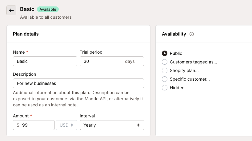 Manage plans in Mantle, including discounts, features, and usage charge – with just a few clicks.